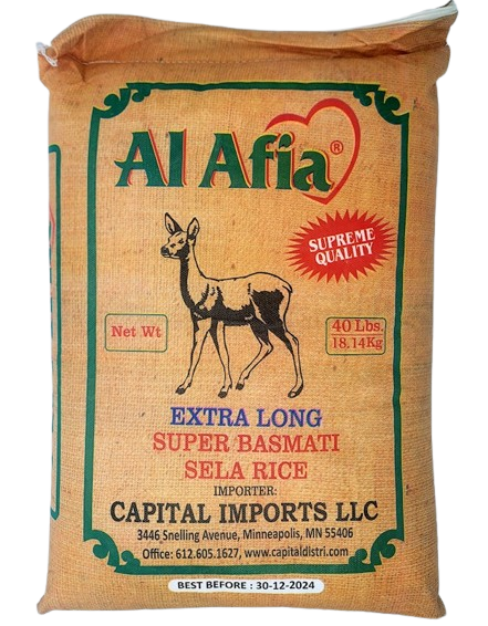 Premium AL-AFIA Extra Long Aged Super Basmati Sella Rice by Capital Distri